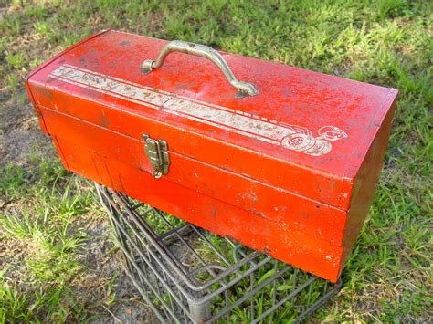 vintage handicraft metal box|vintage metal tool boxes.